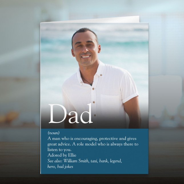 Bästa pappa någonsin Pappa Fader Definition Foto Kort (Best Ever Dad Daddy Father Definition Photo Card)