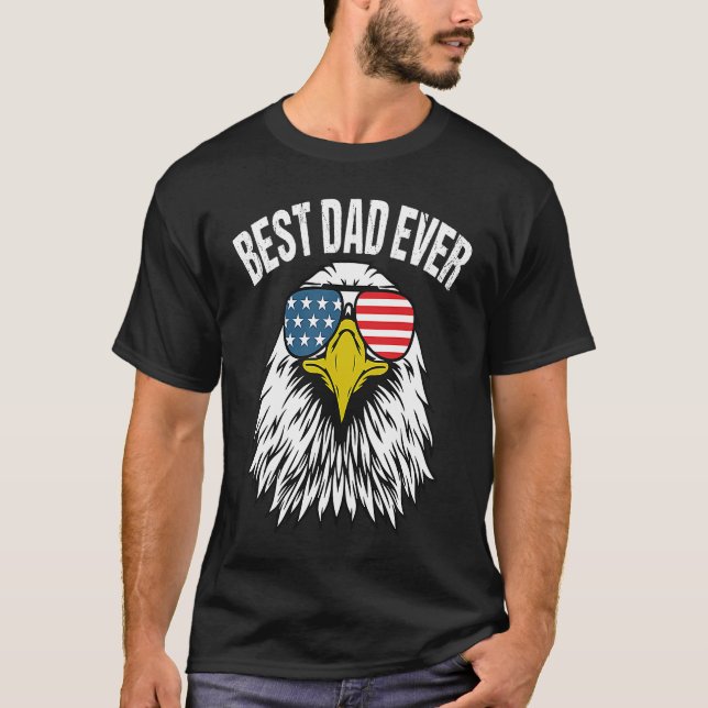 Bästa Pappa någonsin patriotisk Eagle Ansikte USA  T Shirt (Framsida)