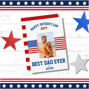 Bästa Pappa någonsin patriotiskt Rött vitt blått f Julkort