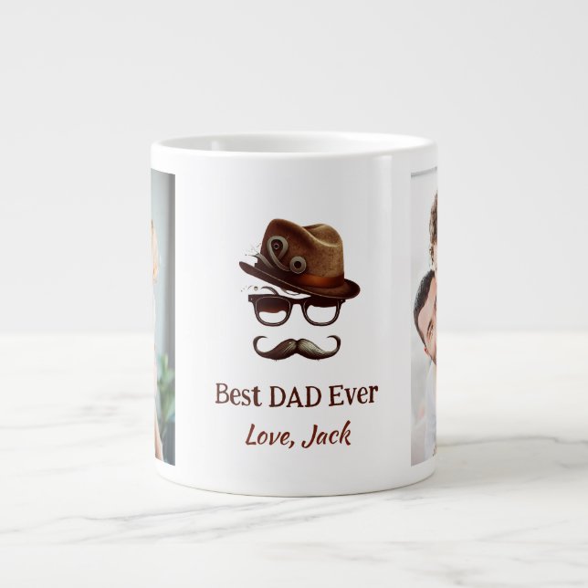 Bästa Pappa någonsin - Personlig Fars dag Gift Jumbo Mugg (Framsidan)