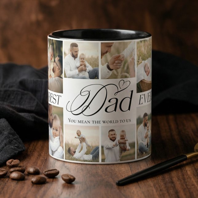 Bästa pappa någonsin Personlig fotokollage minness Mugg (Best Dad Ever Personalized Photo Collage keepsake Mug)