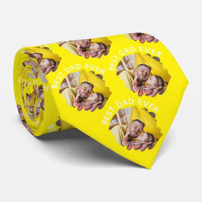 Bästa Pappa någonsin-Personligen Foto Fars dag Slips (Rullad)