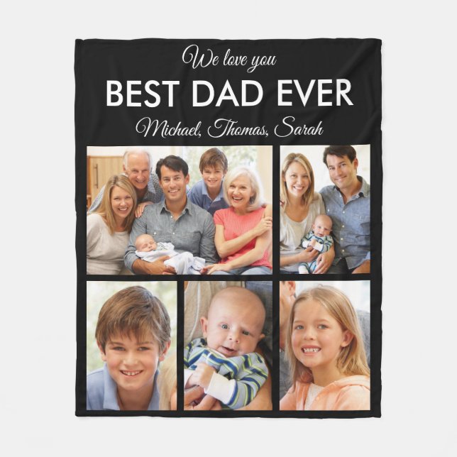 Bästa Pappa någonsin Photo Collage Fars dag Fleecefilt (Framsidan)