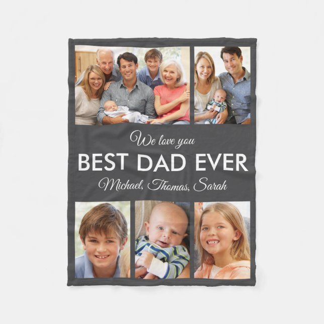 Bästa Pappa någonsin Photo Collage Fars dag Fleecefilt (Framsidan)