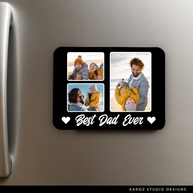 Bästa Pappa någonsin Photo Collage Fars dag Gift Magnet (Magnetic card shown in 3 by 4 inches.)