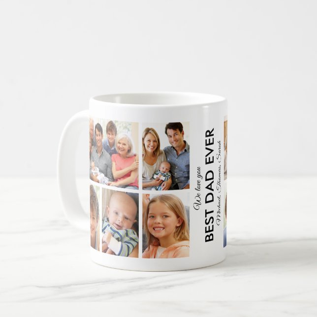 Bästa Pappa någonsin Photo Collage Fars dag Kaffemugg (Framsida vänster)
