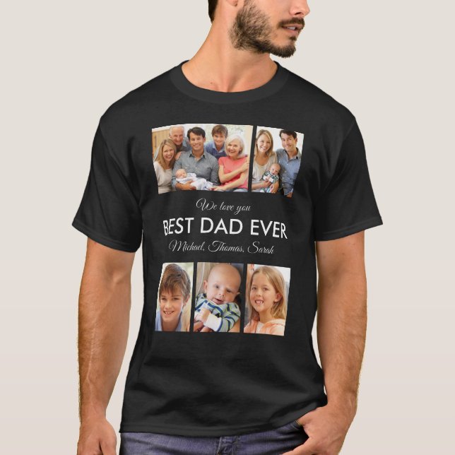 Bästa Pappa någonsin Photo Collage Fars dag T Shirt (Framsida)