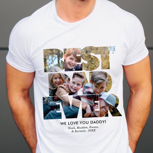 Bästa Pappa någonsin Photo Collage Fars dag T Shirt (Skapare uppladdad)