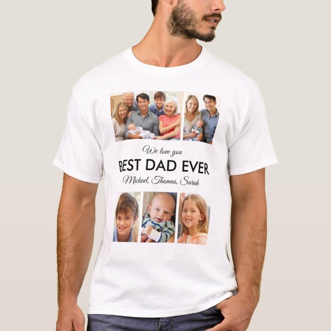 Bästa Pappa någonsin Photo Collage Fars dag T Shirt (Framsida)