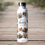 Bästa pappa någonsin Photo Collage Vattenflaska<br><div class="desc">Modern roligt pappa-vattenflaska med 26 kvadratfoton som du kan byta ut mot din egen,  och ordspråket "bästa pappa någonsin" i en färgstark typografisk design.</div>
