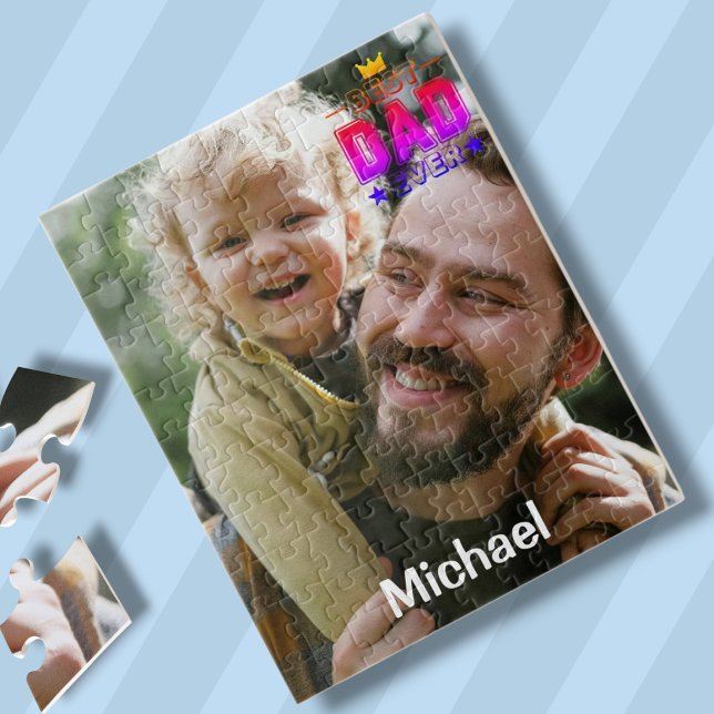 Bästa Pappa någonsin Photo Fars dag Pussel (Best Dad Ever Photo Father's Day Jigsaw Puzzle)