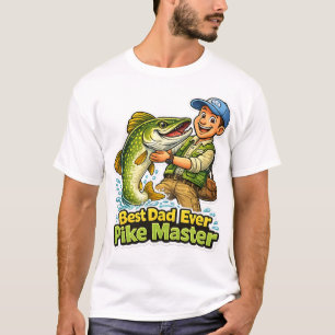 Bästa pappa någonsin Pike Master rolig fisketeckna T Shirt