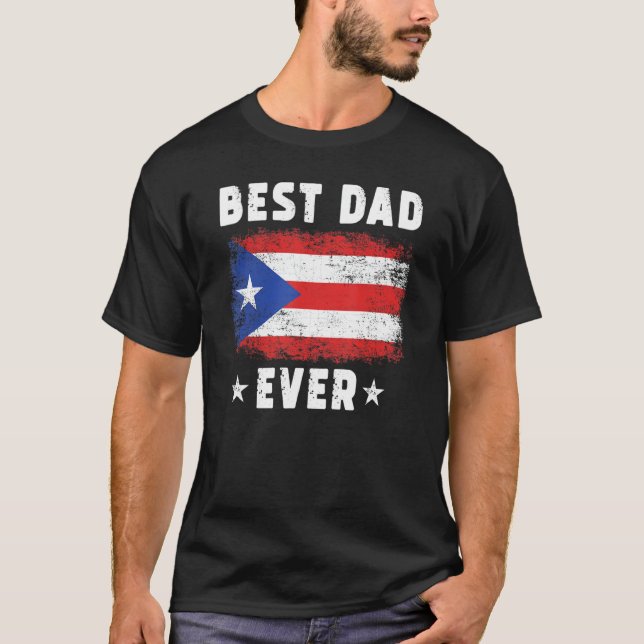 Bästa Pappa någonsin Puerto Rico Flagga Best Pappa T Shirt (Framsida)