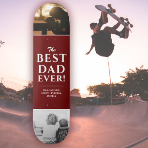 Bästa Pappa någonsin Red Far's Day 2 Photo Collage Mini Skateboard Bräda 18,5 Cm