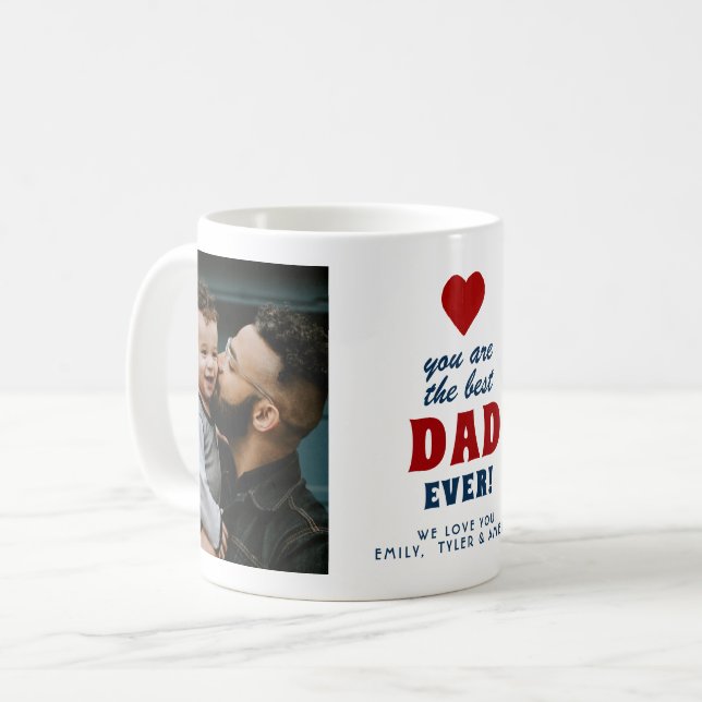 Bästa Pappa någonsin Red Heart 2-foto Kaffemugg (Framsida vänster)
