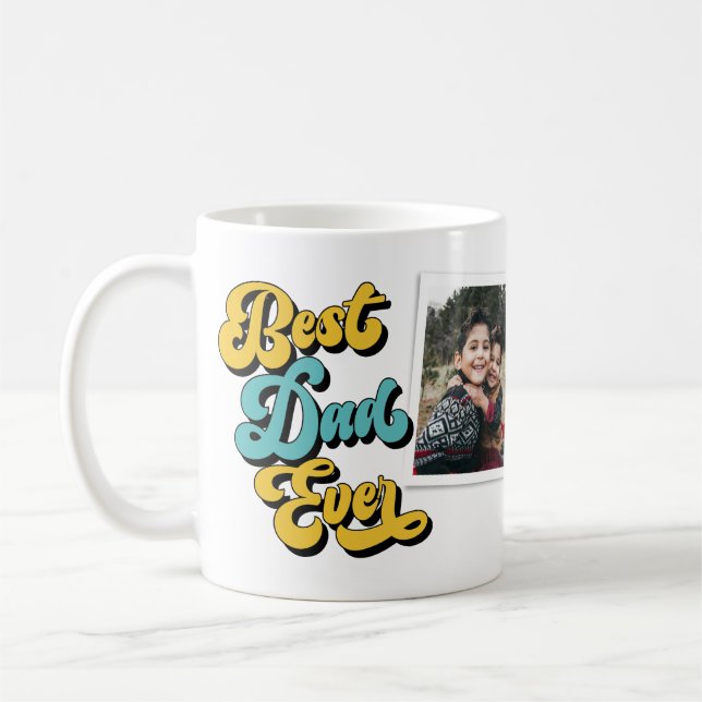 Bästa Pappa någonsin Retro | 2 Foto | FARS DAG Kaffemugg (Vänster)