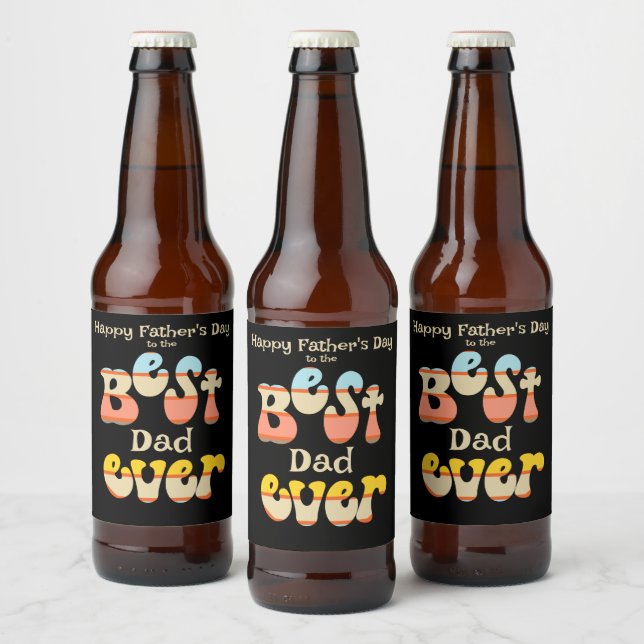 Bästa pappa någonsin Retro fars dag Ölflaska Etikett (Flaskor)