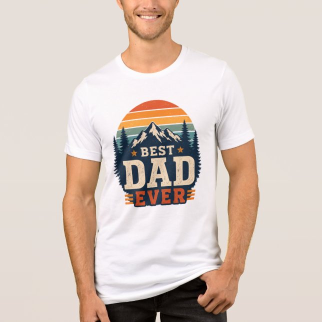Bästa pappa någonsin Retro Mountain T-Shirt | Vint (Framsida)