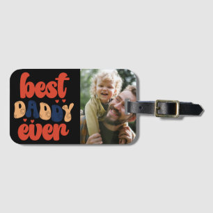 Bästa pappa någonsin Retro Personlig Photo Bagagebricka