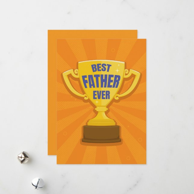 Bästa pappa någonsin Retro-trofécup för Pappa Julkort (Fram/Back In Situ)