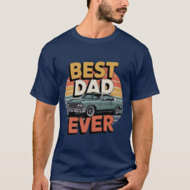 Bästa pappa någonsin Retro Vintage Teal Muskelbil T Shirt