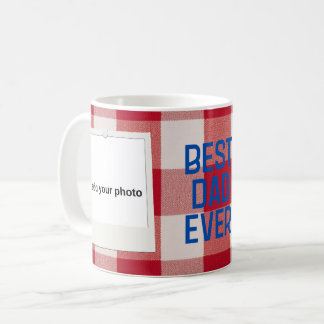 Bästa pappa någonsin Röd Buffalo-rutig fotokollage Kaffemugg