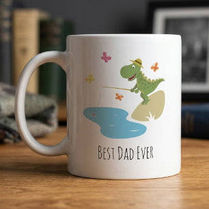 Bästa Pappa Någonsin Rolig Tecknad Dinosaurie Fisk Kaffemugg