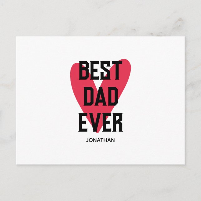 Bästa pappa någonsin Rosa hjärta Fars dag Vykort (Framsida)