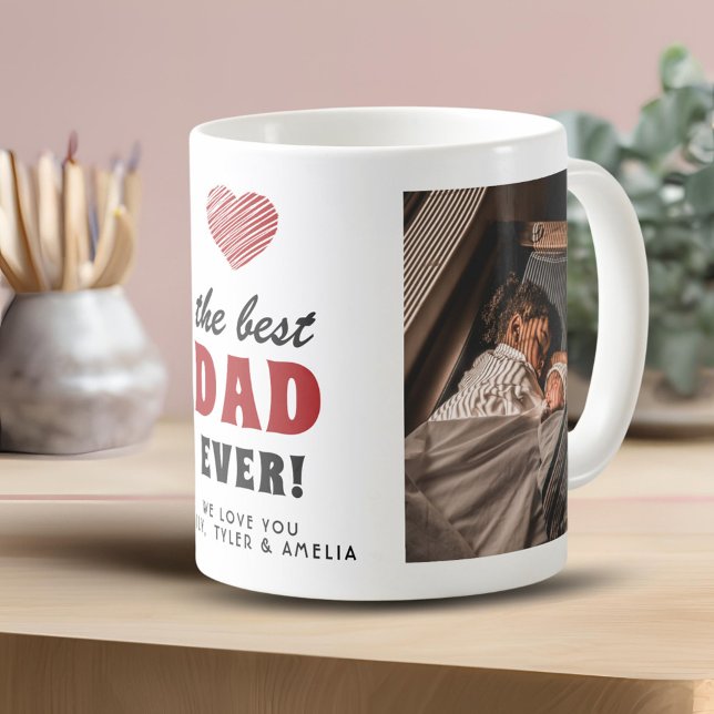 Bästa pappa någonsin Rött hjärta 2 Foto Kaffemugg (Skapare uppladdad)