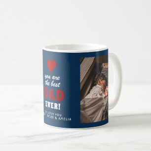 Bästa pappa någonsin Rött hjärta Blått 2 Foto Kaffemugg