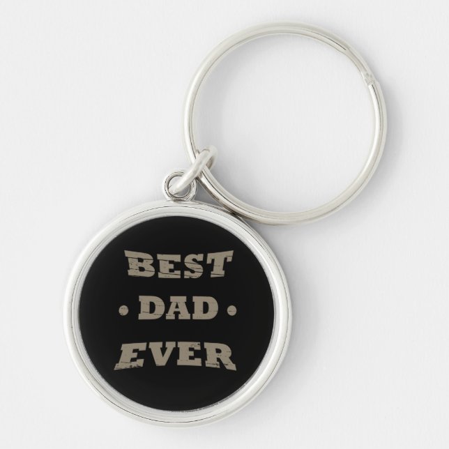 bästa pappa någonsin rund silverfärgad nyckelring (Framsidan)