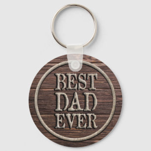 Bästa Pappa någonsin Rustic Burlap & Wood Nyckelring