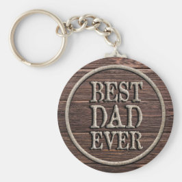 Bästa Pappa någonsin Rustic Burlap & Wood Nyckelring