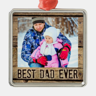 Bästa Pappa någonsin, Rustic Wood Julgransprydnad Metall