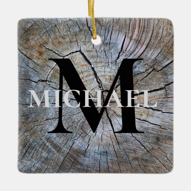 Bästa Pappa någonsin Rustik Träd bark mönster Julgransprydnad Keramik (Framsida)