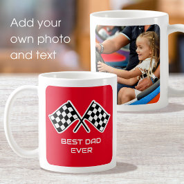 Bästa pappa någonsin Rutiga flaggor Anpassad bild Kaffemugg