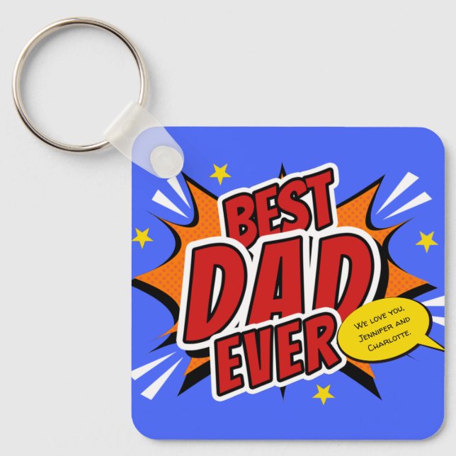 Bästa pappa någonsin seriehjälte fadersdag nyckelring (Framsida)