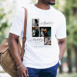 Bästa pappa någonsin-skript | Familjefoto Keepsaké T Shirt<br><div class="desc">Skicka en vacker personlig fars dag-gåva till pappa som han kommer att vårda. Fotokollage i familjen fars dag i speciellare personlig för att visning dina speciella familjefotografier och -minnen. Vår design har en enkel 4-fotosamlingsladdsdesign med "Bästa pappa någonsin" designad i ett vackert, handskrivet svart skript med stil & serif-textparsning. Anpassa...</div>