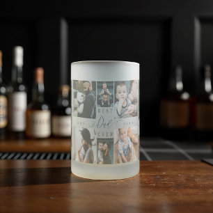 Bästa Pappa någonsin-skript, fotokollage för Fars Frostat Ölglas