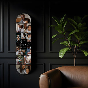 Bästa Pappa någonsin-skript, fotokollage för Fars Mini Skateboard Bräda 18,5 Cm