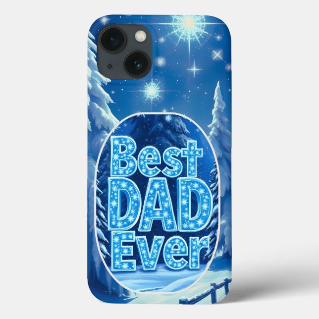 Bästa pappa någonsin Snöig skog iPhone-fodral (Baksida)