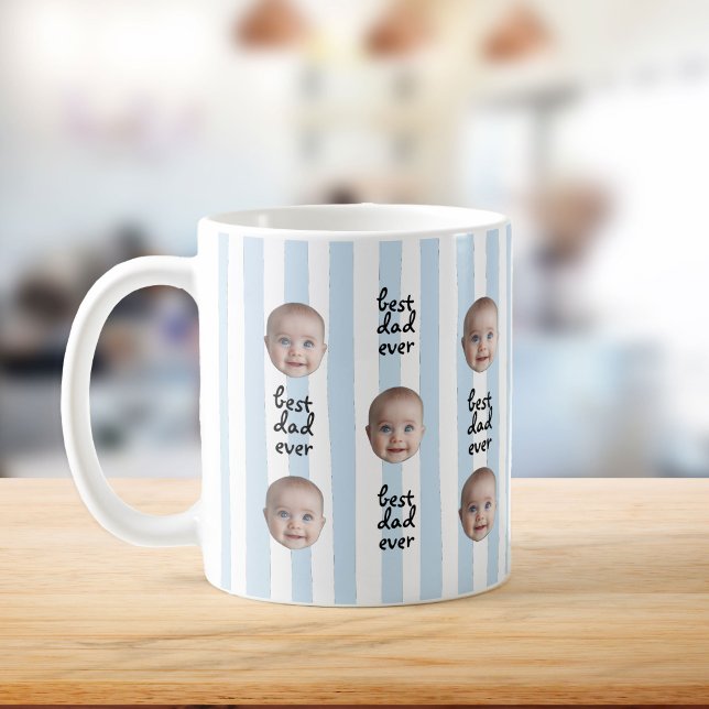 Bästa pappa någonsin Söta ränder Baby ansikte Foto Kaffemugg (Skapare uppladdad)