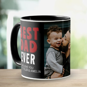 Bästa Pappa Någonsin Svart Röd Familj Foto Mugg