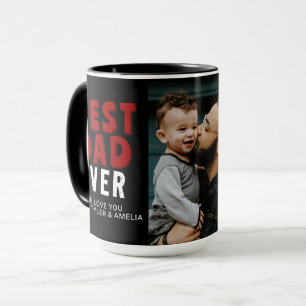 Bästa Pappa Någonsin Svart Röd Familj Foto Mugg