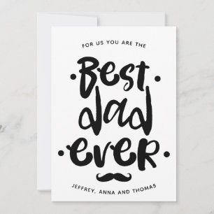 Bästa pappa någonsin Svart Script Mustasch Fars da Julkort