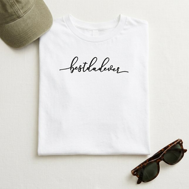 Bästa pappa någonsin Svart Skript Typografi Vit T Shirt (Best Dad Ever Black Script Typography White T-Shirt)