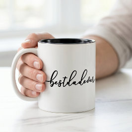 Bästa pappa någonsin Svart Skript Typografi Vit Två-Tonad Mugg