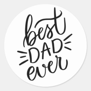Bästa pappa någonsin. Svartvit skrift fars dag Runt Klistermärke