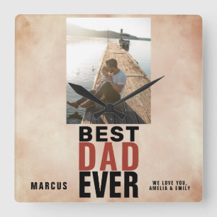Bästa Pappa någonsin Trendig vattenfärg, Far's Day Fyrkantig Klocka
