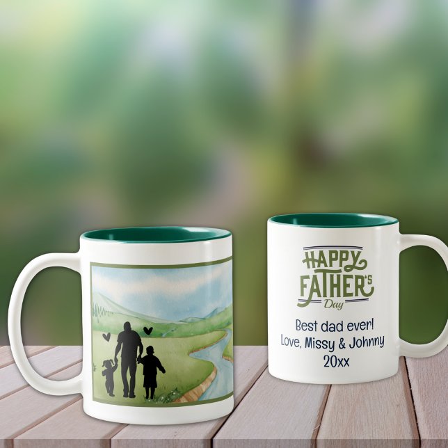 Bästa pappa någonsin! Två-tonkaffe Mugg (Personalize to add your names/dates.  Customize to change text, color, or text style. )